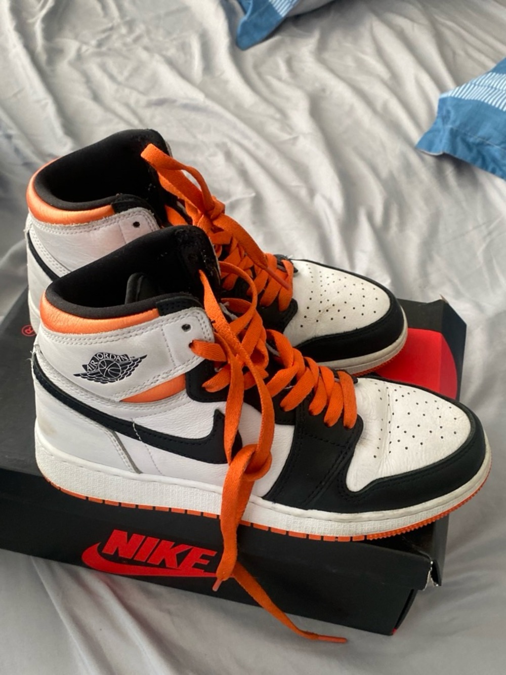 Nike Kids Orange Black White High-Top Sneakers